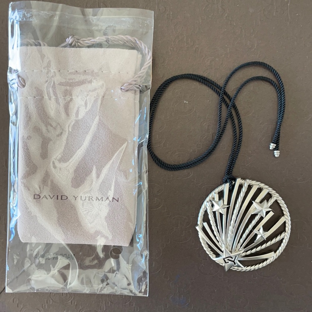 David Yurman shooting star medalian on silk cord